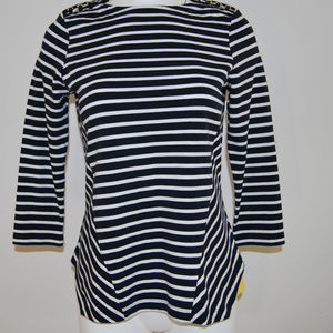 NAVY BLUE/WHITE STRIPED TOP
